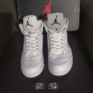 🔥 Air Jordan Retro White/Metallic Silver High 5